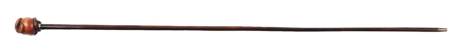 ANTIQUE WALKING STICK CANE W/ CARVED WOOD SKULL & SNAKE (1 of 4)