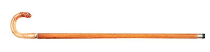 ANTIQUE WALKING STICK CANE W/ HEAVY IVORY CARVED HANDLE