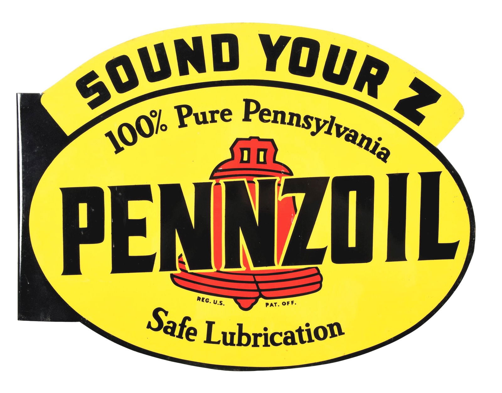 PENNZOIL SOUND YOUR Z TIN FLANGE SIGN. (1 of 3)