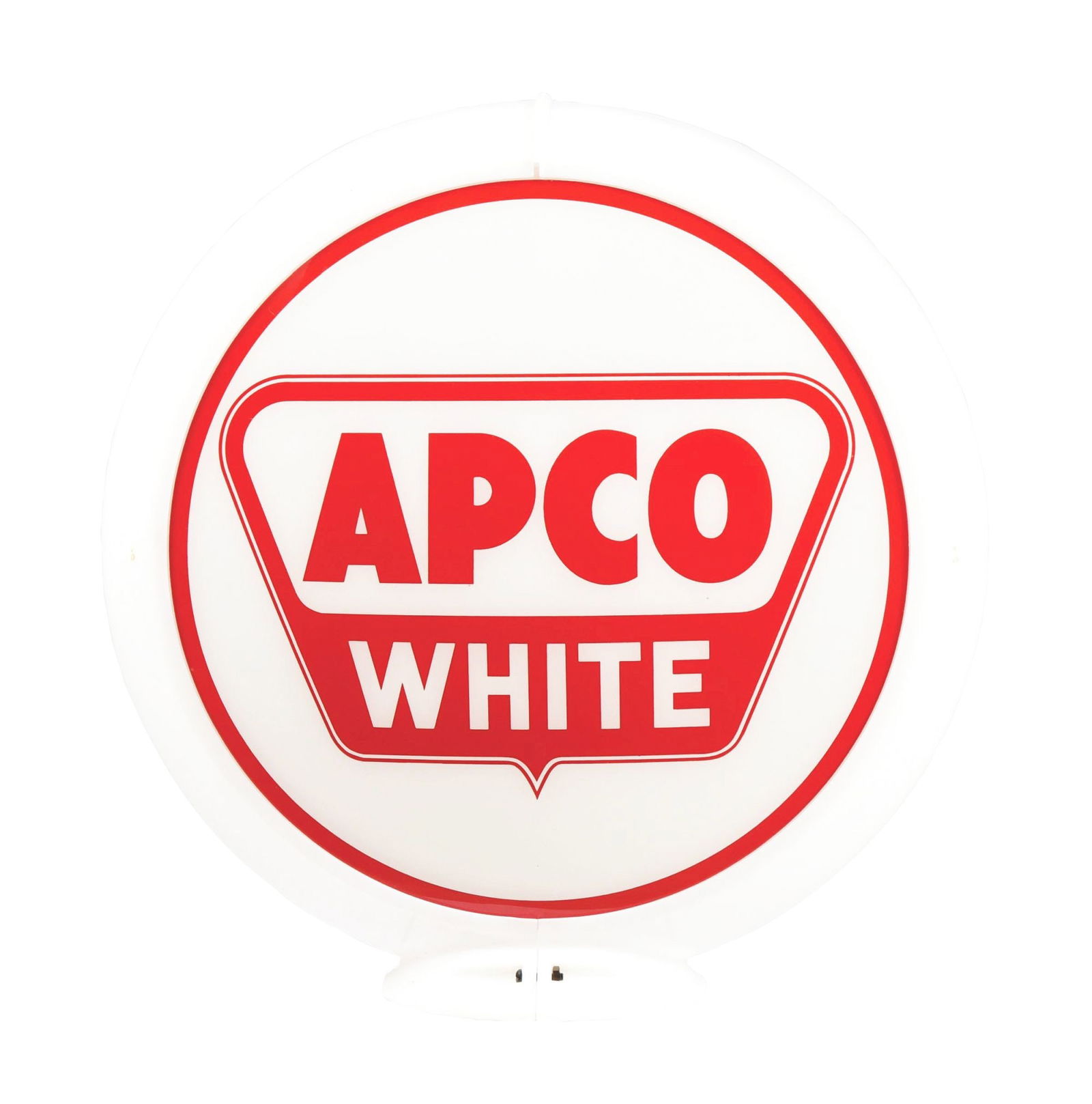 APCO WHITE GASOLINE COMPLETE 13.5" GLOBE ON CAPCO BODY. (1 of 2)