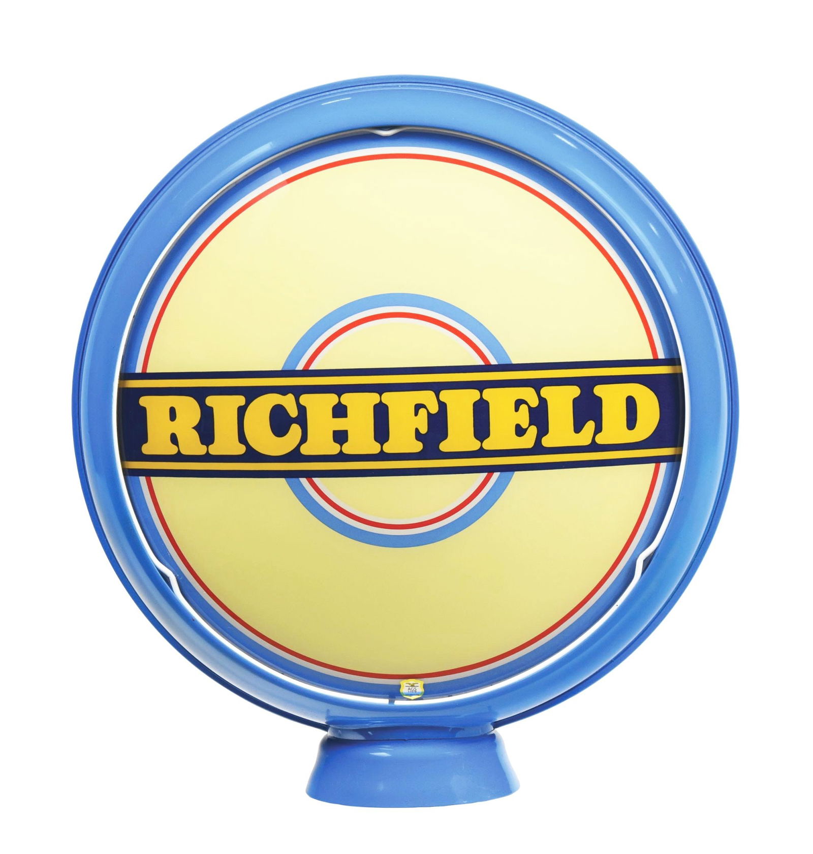 RICHFIELD GASOLINE SINGLE 15" GLOBE LENS ON METAL HIGH PROFILE BODY AGS 96. (1 of 4)