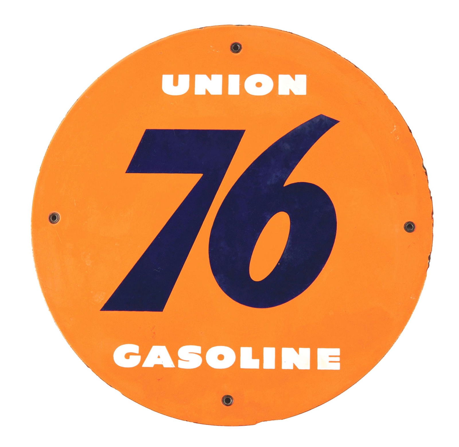 UNION 76 GASOLINE PORCELAIN PUMP PLATE SIGN. (1 of 2)