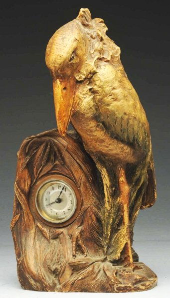 Amphora Bird with Clock.: Made by A.K. Turn. Condition (Excellent). Size 12 - 3/4" T. CORRECTION: The estimate has been adjusted to more accurately reflect the lot.