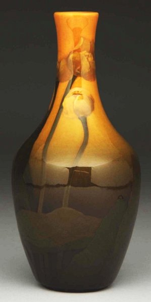 Rookwood Standard Glaze Vase.: Artist signed "ST" (Sally Toohey) and dated 1898. X'd on foot ring for no apparent reason. Condition (Excellent). Size 7 - 1/2" T.