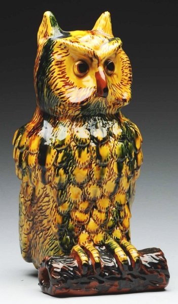 Lester Breininger Figural Owl Bank.: One tight hairline to base appears to be a firing line that was made at the time of production. Marked "2" on base. Condition (Very Good). Size 12" T.