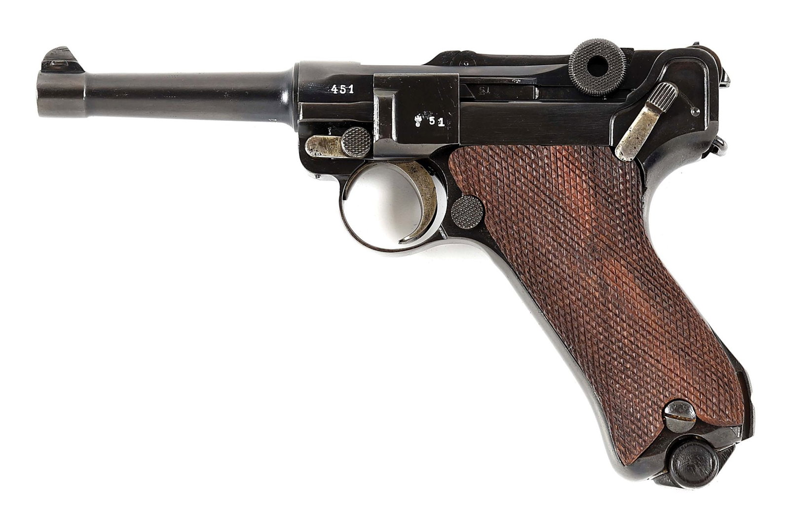 (C) SCARCE SIMSON & CO SUHL "1925" DATED GERMAN WEIMAR MILITARY P.08 SEMI-AUTOMATIC PISTOL.: Hard to find 1925 dated Simson luger. Very few of these dated Simson's are known. This one is not listed in the Simson Luger book. This gun has the eagle 6 waffenamt on all of the parts and an eagle 3