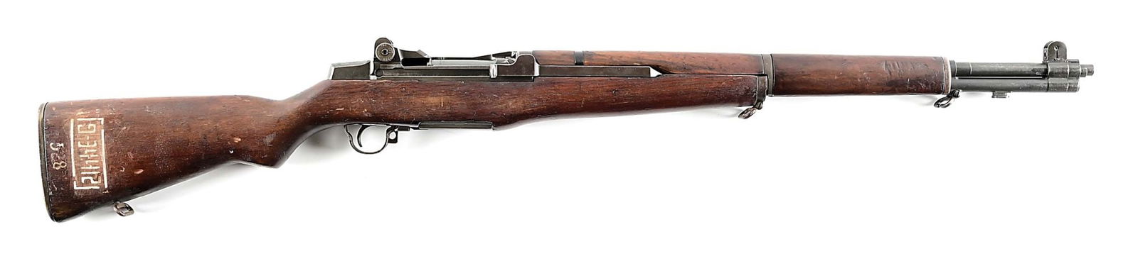 (C) U.S. SPRINGFIELD M1 GARAND SEMI AUTOMATIC RIFLE.: Korean war production circa 1952 to 1954. Springfield barrel dated "9-53" with protected blade front sight and correct post-war aperture rear. Bolt and cut op rod with Korean War era drawing numbers,