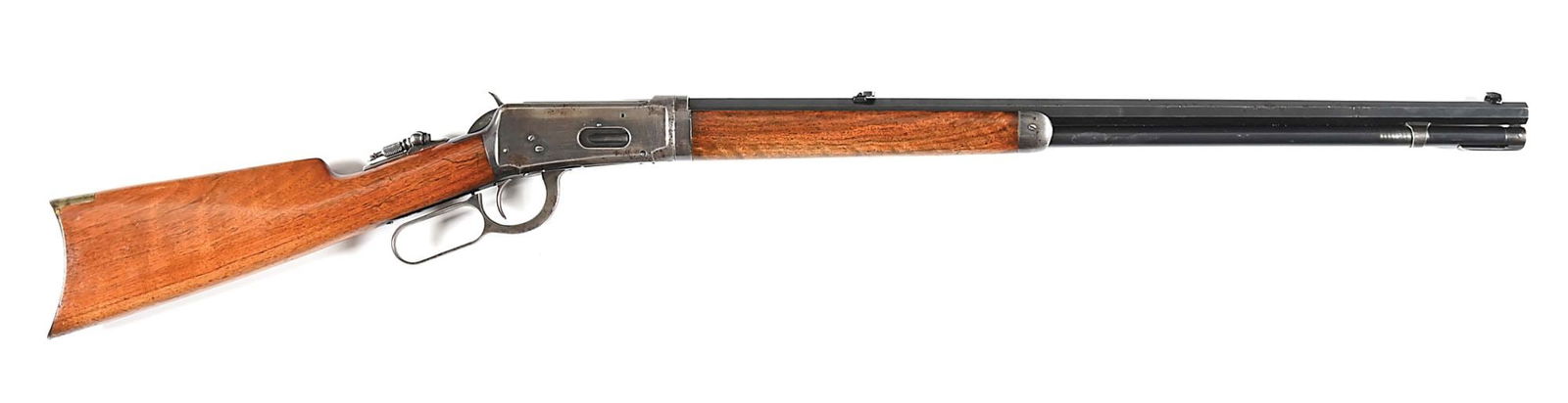 (C) TAKEDOWN WINCHESTER MODEL 1894 LEVER ACTION RIFLE (1901).: Circa 1901. The blued smokeless nickel steel barrel is fitted with a Marbles Sheard front sight, folding sporting rear, and folding aperture sight mounted to the tang. Desirable takedown frame. Classi