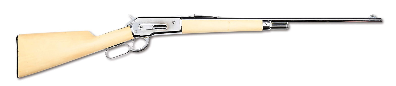 (C) WINCHESTER 1886 .33 WCF LEVER ACTION RIFLE ATTRIBUTED TO KEN MAYNARD.: This gun resided at the Wild West Museum & Franklin Antique Mall that was housed in the 1910 Franklin National Guard Armory in Franklin Pa. that closed almost a decade ago. The collection belonged to 