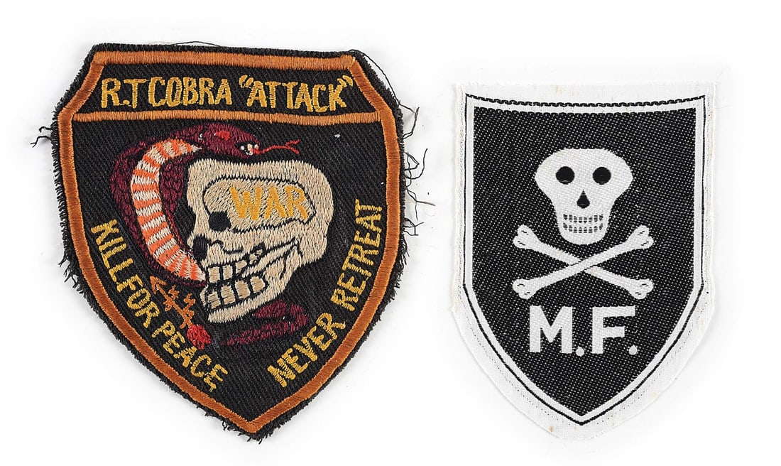 LOT OF 2: US VIETNAM WAR MIKE FORCE AND RECON TEAM COBRA PATCHES.: Lot consists of: (A) Vietnam War early III Mike Force "China Boy" patch. Mike Force was the abbreviated name of the 5th Special Forces Group, 1st Special Forces, Mobile Strike Force. Initially known a