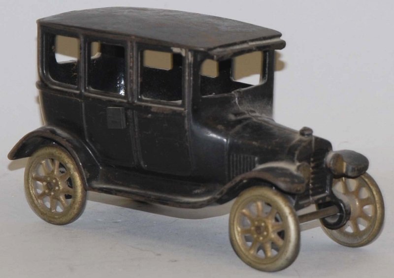 Cast Iron Arcade Sedan Automobile.: Embossed "Arcade" inside of bottom. Missing nickel driver. Some paint loss and wear to roof and has replacement screw holding two halves together. Condition (Good - Very Good). Size 6 - 1/2" L. 6 - 1/