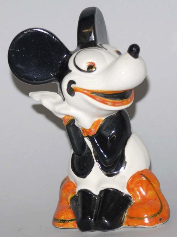 Pottery Mickey Mouse Still Bank.: Nice detail and color. Condition (Near Mint). Size 5 - 3/4" T. 5 - 3/4" T.