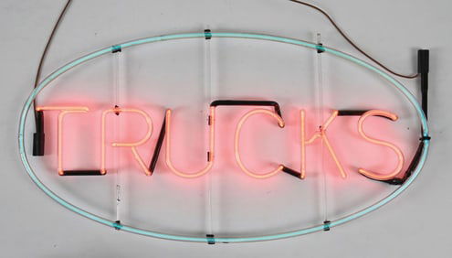 FORD HEAVY DUTY TRUCKS SKELETON NEON DEALERSHIP SIGN.