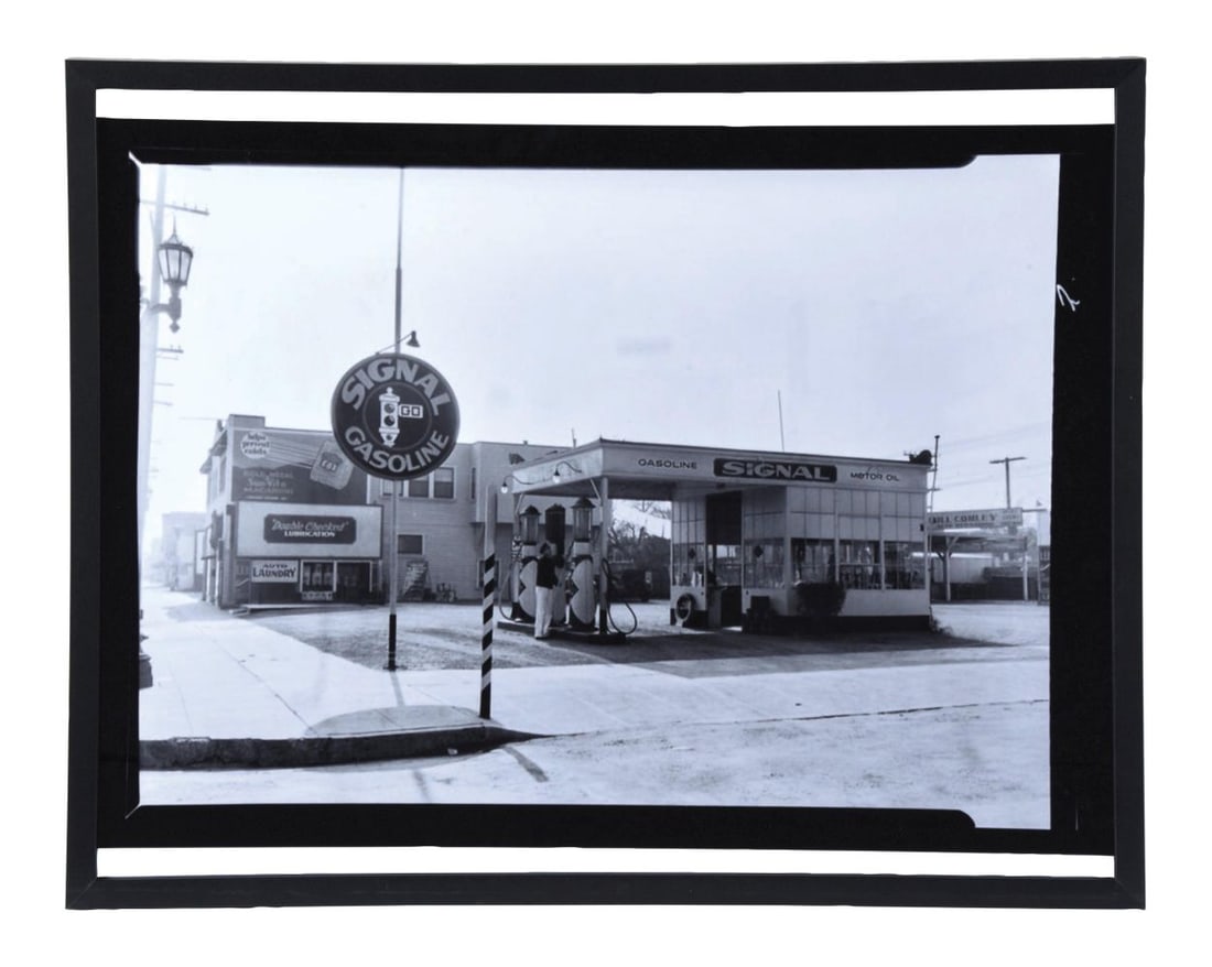 SIGNAL GASOLINE FRAMED SERVICE STATION PHOTO. (1 of 2)