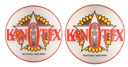 SET OF 2: KANOTEX GASOLINE 13.25" GLOBE LENSES.