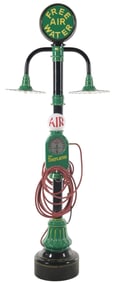 ECO TIREFLATOR SERVICE STATION PEDESTAL AIR METER W/ ISLANDER LIGHT ATTACHMENT.