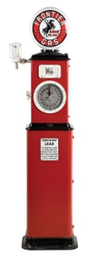 BENNETT CLOCK FACE GAS PUMP RESTORED IN FRONTIER GASOLINE.