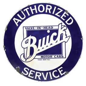 PORCELAIN BUICK AUTHORIZED SERVICE SIGN.