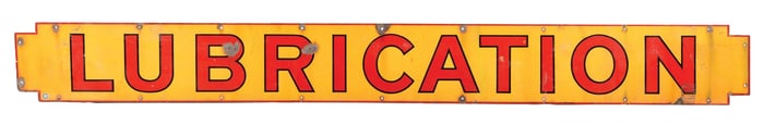 SHELL "LUBRICATION" PORCELAIN STRIP SIGN.