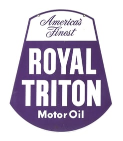 PORCELAIN ROYAL TRITON MOTOROIL DIECUT SIGN.