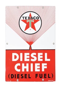 TEXACO DIESEL CHIEF PORCELAIN PUMP PLATE SIGN.