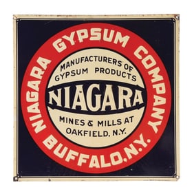 NIAGARA GYPSUM COMPANY EMBOSSED TIN SIGN.