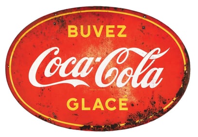 DRINK ICE COLD COCA COLA TIN SIGN.