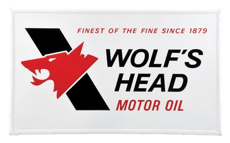 WOLF'S HEAD MOTOR OIL SIGN.