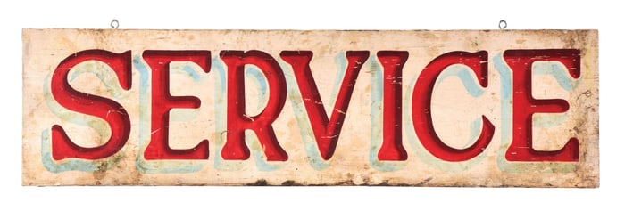 STANDARD OIL COMPANY SERVICE HAND PAINTED WOOD SIGN.