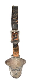 OILZUM MOTOR OILS "OSWALD" WATCH FOB W/ ORIGINAL LEATHER STRAP.
