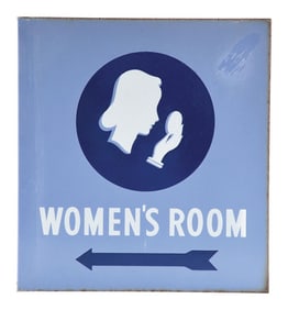 UNION OIL COMPANY "WOMEN'S ROOM" PORCELAIN FLANGE SIGN.