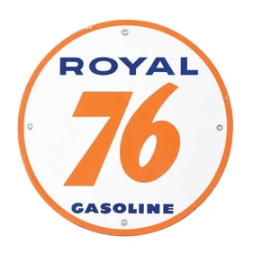 ROYAL 76 GASOLINE PORCELAIN PUMP PLATE SIGN.
