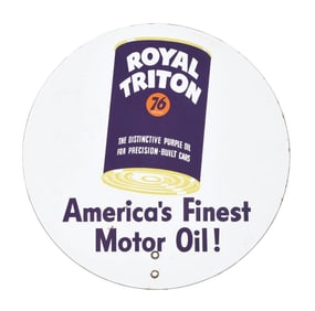 UNION 76 ROYAL TRITON MOTOR OIL PORCELAIN RACK SIGN.