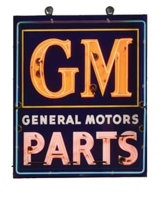 GENERAL MOTORS PARTS PORCELAIN SIGN W/ NEON SIGN.