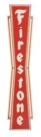 FIRESTONE TIRES EMBOSSED TIN SERVICE STATION SIGN.