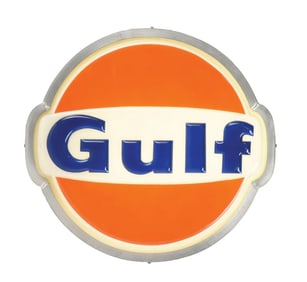 EMBOSSED GULF LIGHT UP SIGN.