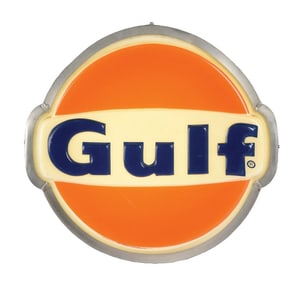 EMBOSSED GULF LIGHT-UP SIGN.
