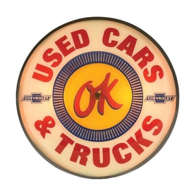 OK CHEVROLET USED CARS LIGHT UP SPINNER CLOCK.