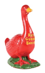 RED GOOSE SHOES CHALKWARE ADVERTISING GOOSE DISPLAY.