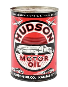 HUDSON MOTOR OIL ONE QUART CAN.