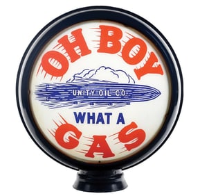 OH BOY WHAT A GAS 15" SINGLE GLOBE LENS ON METAL HIGH PROFILE BODY.