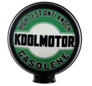 KOOLMOTOR HIGH TEST ANTI KNOCK GASOLENE 15" SINGLE GLOBE LENS ON METAL HIGH PROFILE BODY.