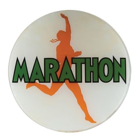 MARATHON GASOLINE SINGLE 15" GLOBE LENS W/ RUNNER GRAPHIC.