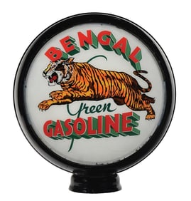 RARE BENGAL GREEN GASOLINE SINGLE 15" GLOBE LENS ON METAL HIGH PROFILE BODY.