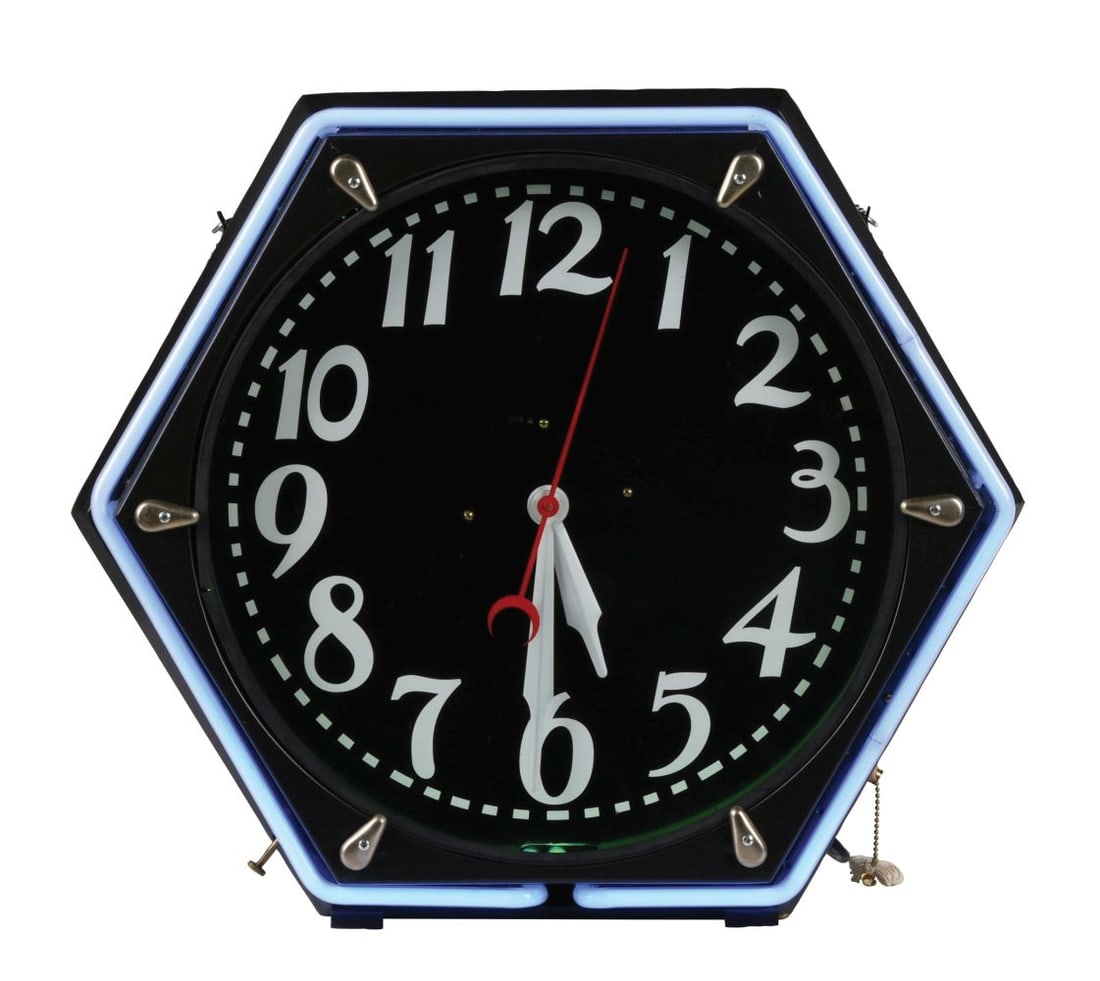 BLACK AND WHITE NEON WALL CLOCK. (1 of 5)