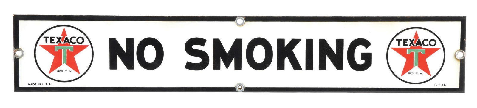 TEXACO NO SMOKING PORCELAIN SERVICE STATION SIGN. (1 of 4)