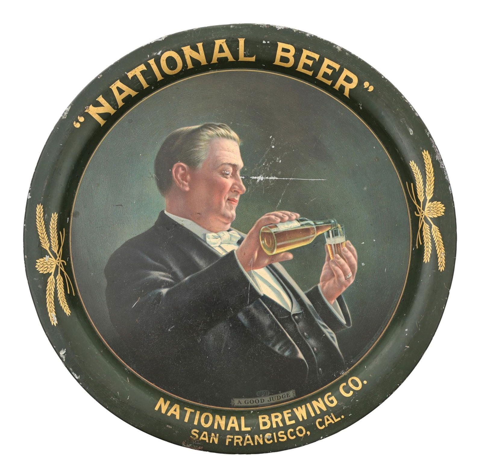 NATIONAL BREWING CO - NATIONAL BEER "A GOOD JUDGE" TRAY (1 of 2)