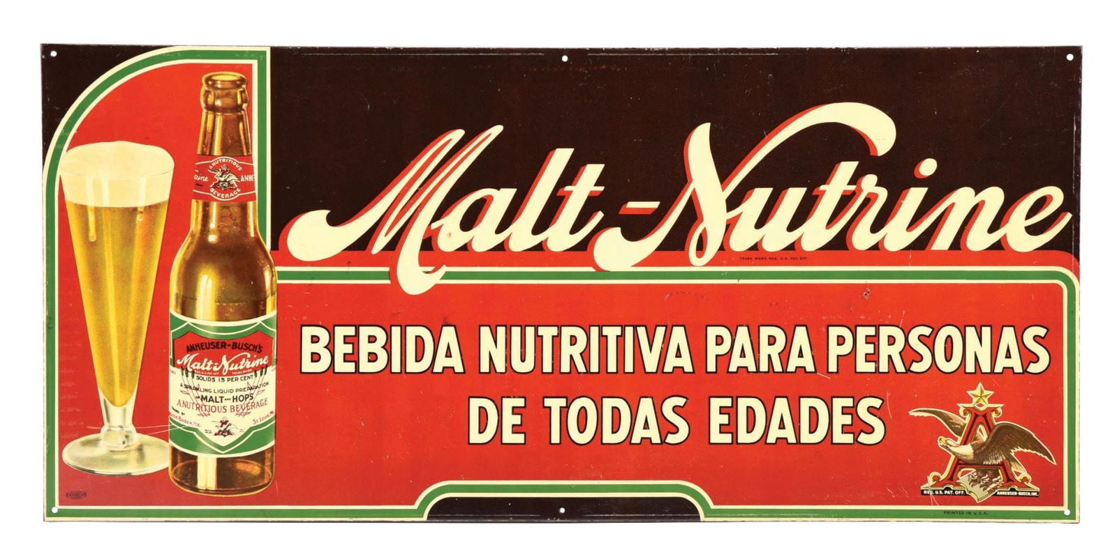 TIN ANHEUSER BUSCH MALT NUTRINE SIGN (1 of 4)