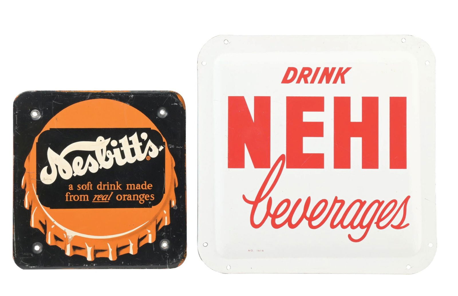 COLLECTION OF 2 PAINTED METAL SODA POP ADVERTISING SIGNS (1 of 3)