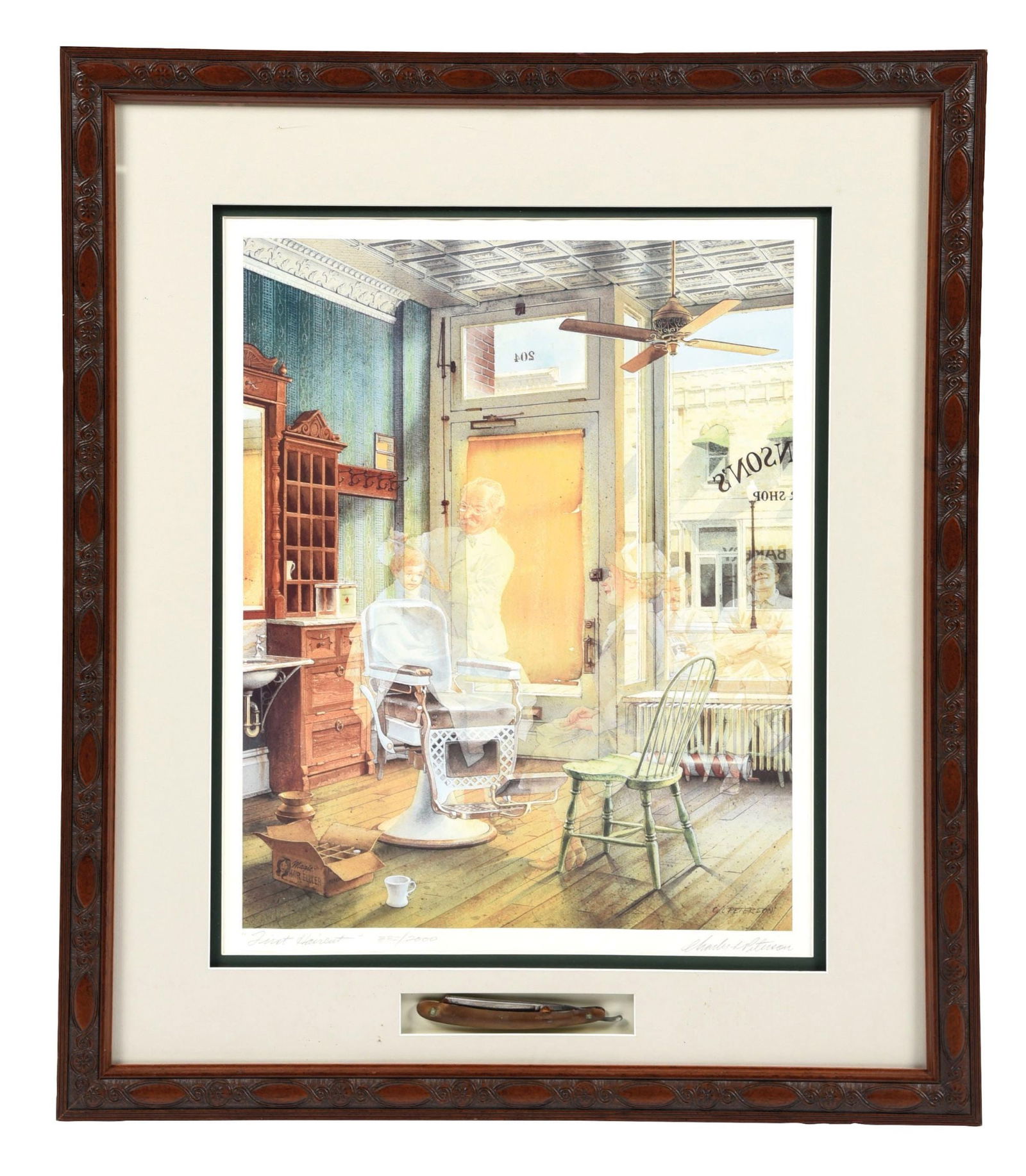 CHARLES L. PETERSON "FIRST HAIRCUT" EDITION 332/2000 PRINT W/ EARLY SHAVING RAZOR (1 of 4)